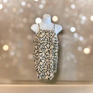 Old Navy Womens Small Tank Top Camisole Black Beige Floral Sleeveless Y2K